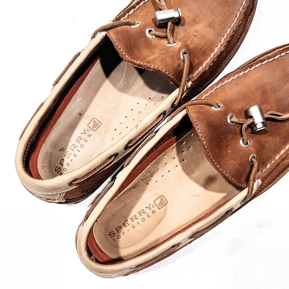 Sperry Top-Sider Boat Shoes Men’s 10M Casual Slip On Loafer Toggle Tie Leather